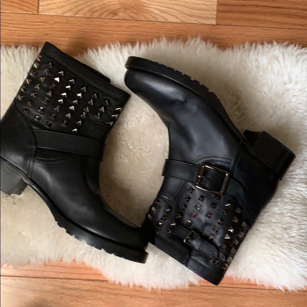 Valentino Women's Black Rockstud Biker Boots